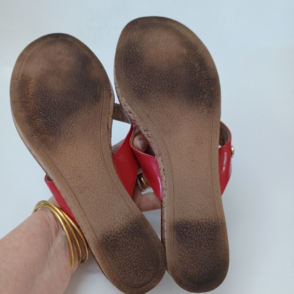 Sam Edelman Sandals Tanya Red Patent Leather Cork Wedge Womens 7.5 M - Picture 14 of 15